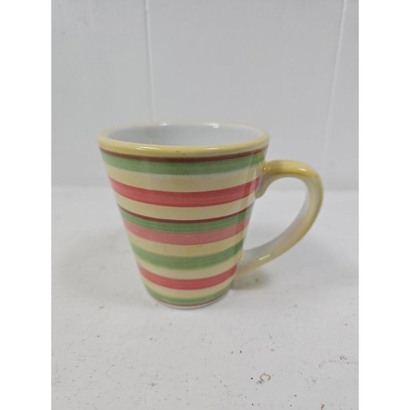 Dansk 10 oz Hand Painted Mug Lemon Zest Striped Ceramic Coffee Tea - Picture 1 of 4